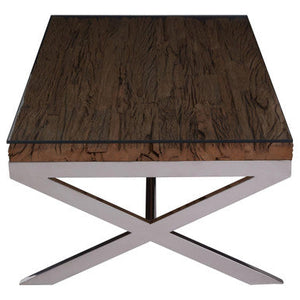 Kerala Natural Recycled Wood Coffee Table with Cross Base – in room setting