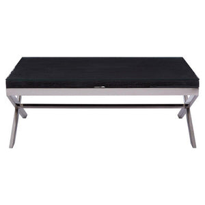 Kerala Black Recycled Wood and Glass Coffee Table – side view