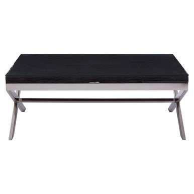 Kerala Black Recycled Wood and Glass Coffee Table – side view