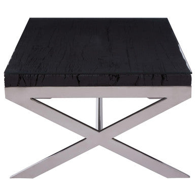 Kerala Black Recycled Wood and Glass Coffee Table – dimensions