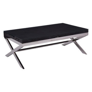 Kerala Black Recycled Wood and Glass Coffee Table – in room setting