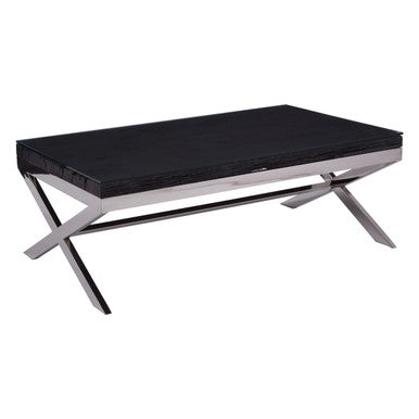 Kerala Black Recycled Wood and Glass Coffee Table – in room setting