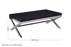 Kerala Black Recycled Wood and Glass Coffee Table – side view 2