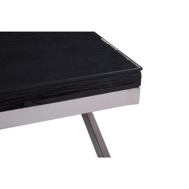 Kerala Black Recycled Wood and Glass Coffee Table – back view