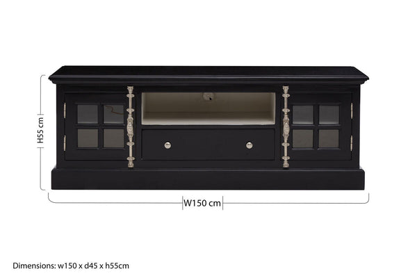 Covent Black Wooden Media Unit – in room setting 2