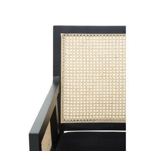 Corso Natural Rattan and Black Velvet Arm Chair – in room setting 2