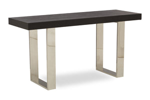 Natural Elm Wood Console Table with Silver Finish Frame | Ulmus – detail