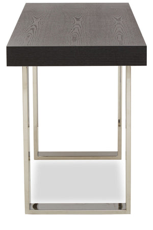 Natural Elm Wood Console Table with Silver Finish Frame | Ulmus – in room setting