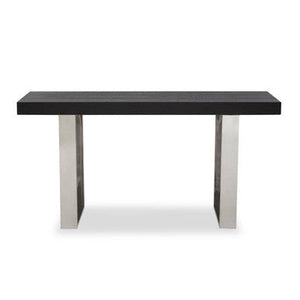 Natural Elm Wood Console Table with Silver Finish Frame | Ulmus – side view
