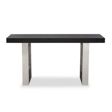 Natural Elm Wood Console Table with Silver Finish Frame | Ulmus – side view