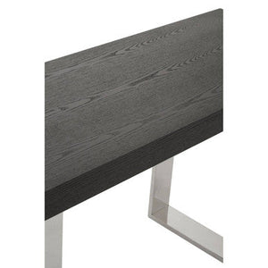 Natural Elm Wood Console Table with Silver Finish Frame | Ulmus – close-up