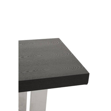 Natural Elm Wood Console Table with Silver Finish Frame | Ulmus – back view