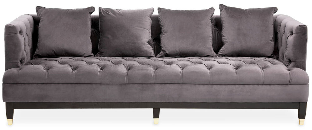 Sefira Grey Fabric 3 Seater Modern Chesterfield Sofa