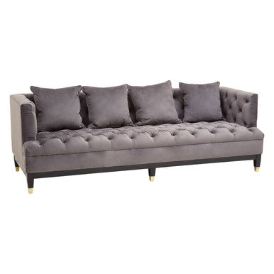 Sefira Grey Fabric 3 Seater Modern Chesterfield Sofa – detail