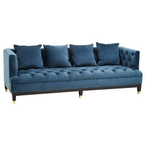Sefira Navy Fabric 3 Seater Modern Chesterfield Sofa – detail