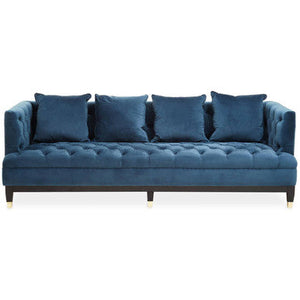 Sefira Navy Fabric 3 Seater Modern Chesterfield Sofa – side view