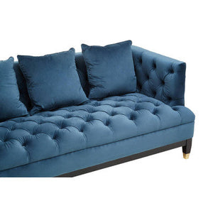 Sefira Navy Fabric 3 Seater Modern Chesterfield Sofa – close-up