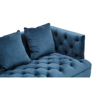 Sefira Navy Fabric 3 Seater Modern Chesterfield Sofa – back view
