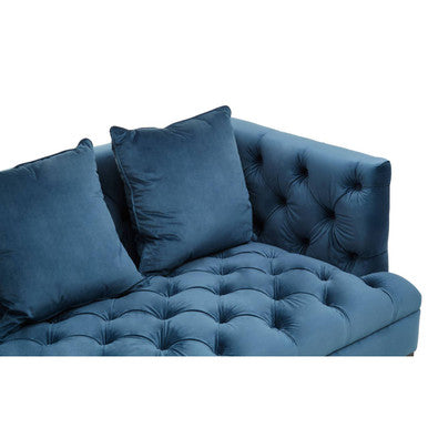 Sefira Navy Fabric 3 Seater Modern Chesterfield Sofa – back view