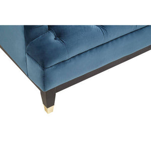 Sefira Navy Fabric 3 Seater Modern Chesterfield Sofa – angle view