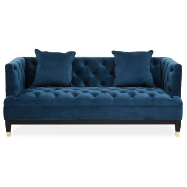 Sefira Navy Fabric 2 Seater Modern Chesterfield Sofa