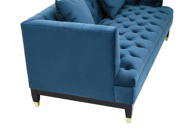 Sefira Navy Fabric 2 Seater Modern Chesterfield Sofa – back view