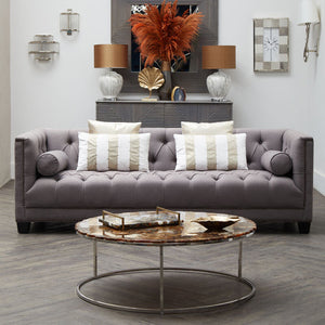 3 Seater Grey Fabric Sofa | Surina – side view
