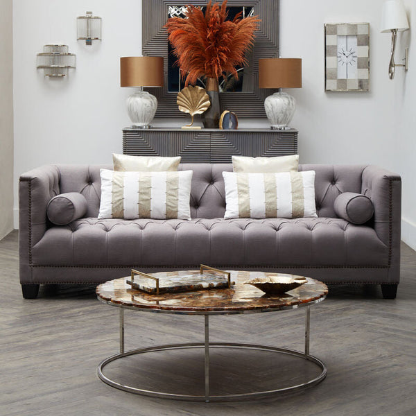 3 Seater Grey Fabric Sofa | Surina – side view
