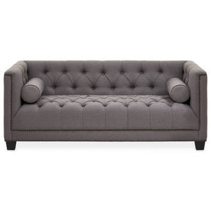 2 Seater Grey Fabric Sofa | Surina – side view