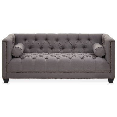 2 Seater Grey Fabric Sofa | Surina – side view