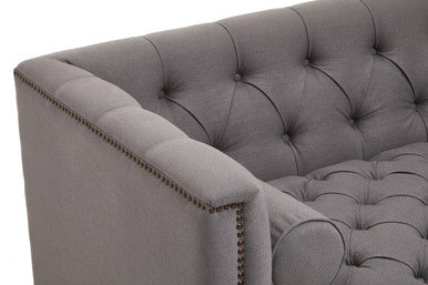 2 Seater Grey Fabric Sofa | Surina – angle view