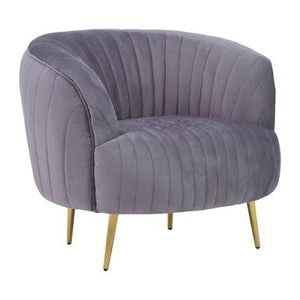 Florina Grey Velvet Chair With Gold Legs
