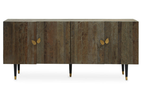 Malay Recycled Elm Wood 4 Door Sideboard – side view