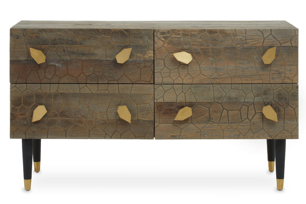 Malay Natural Recycled Elm Wood 4 Drawer Chest