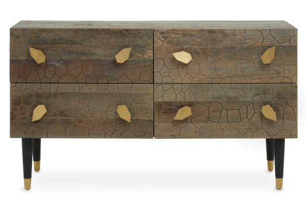 Malay Natural Recycled Elm Wood 4 Drawer Chest