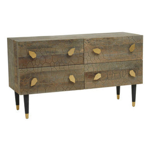 Malay Natural Recycled Elm Wood 4 Drawer Chest – side view