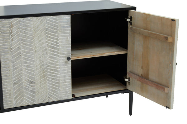 Luxor Grey Recycled Pine Wood 4 Door Sideboard – back view
