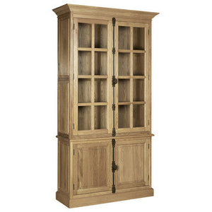 Oak Wood Tall Cabinet in Washed Grey Finish | Lyon – side view