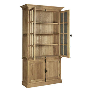 Oak Wood Tall Cabinet in Washed Grey Finish | Lyon – detail
