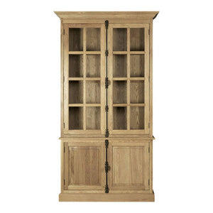 Oak Wood Tall Cabinet in Washed Grey Finish | Lyon