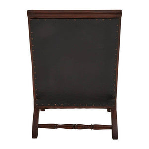 Inca Black Leather and Teak Wood Lounge Chair with Footstool – dimensions