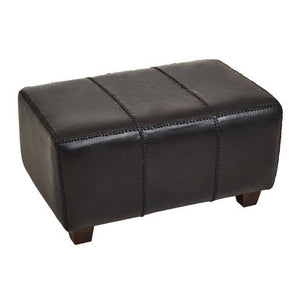 Inca Black Leather and Teak Wood Bench – detail
