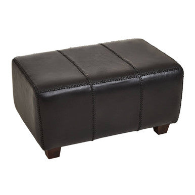 Inca Black Leather and Teak Wood Bench – detail
