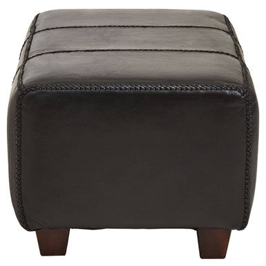 Inca Black Leather and Teak Wood Bench – in room setting
