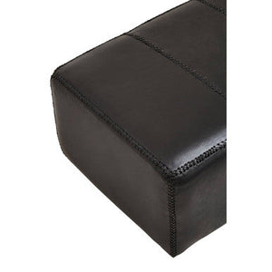 Inca Black Leather and Teak Wood Bench – back view