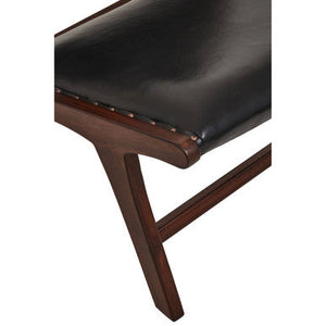 Inca Black Leather and Teak Wood Lounge Chair – back view