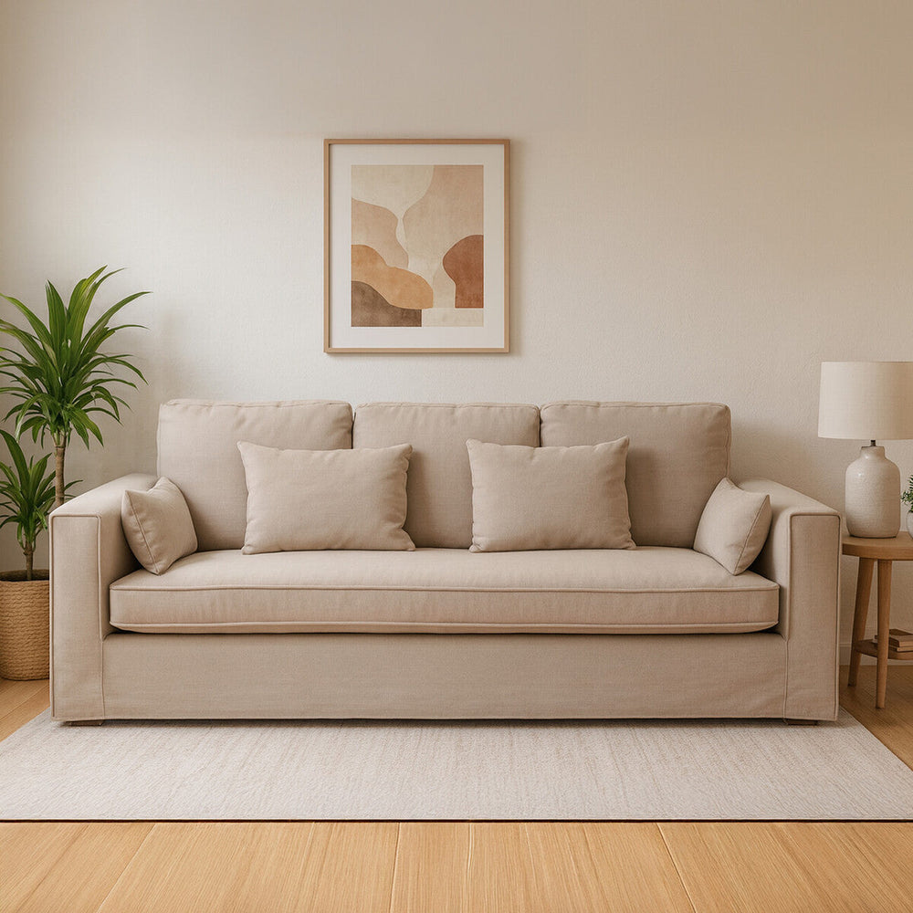Menton Grey Linen 3 Seater Sofa