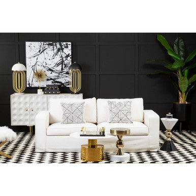 Valensole Cream Fabric 3 Seater Sofa – side view