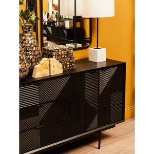 Jakara Black Wood Sideboard With Metal Legs