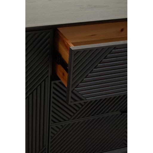 Jakara Black Wood Sideboard With Metal Legs